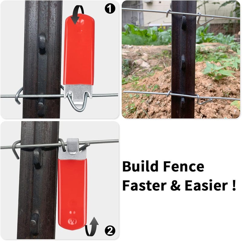 Jikbeed T-Post Clip Tool: Fence Wire Twisting and Fencing Tool with Red Rubber-Coated Handle - Easy to Use and Time-Saving (2 pcs) - Image 2